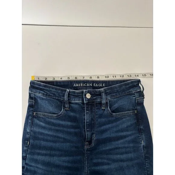 American Eagle Jean 8 High-Waisted Jegging Dark Wash Clean Girl Street Style - Picture 7 of 16